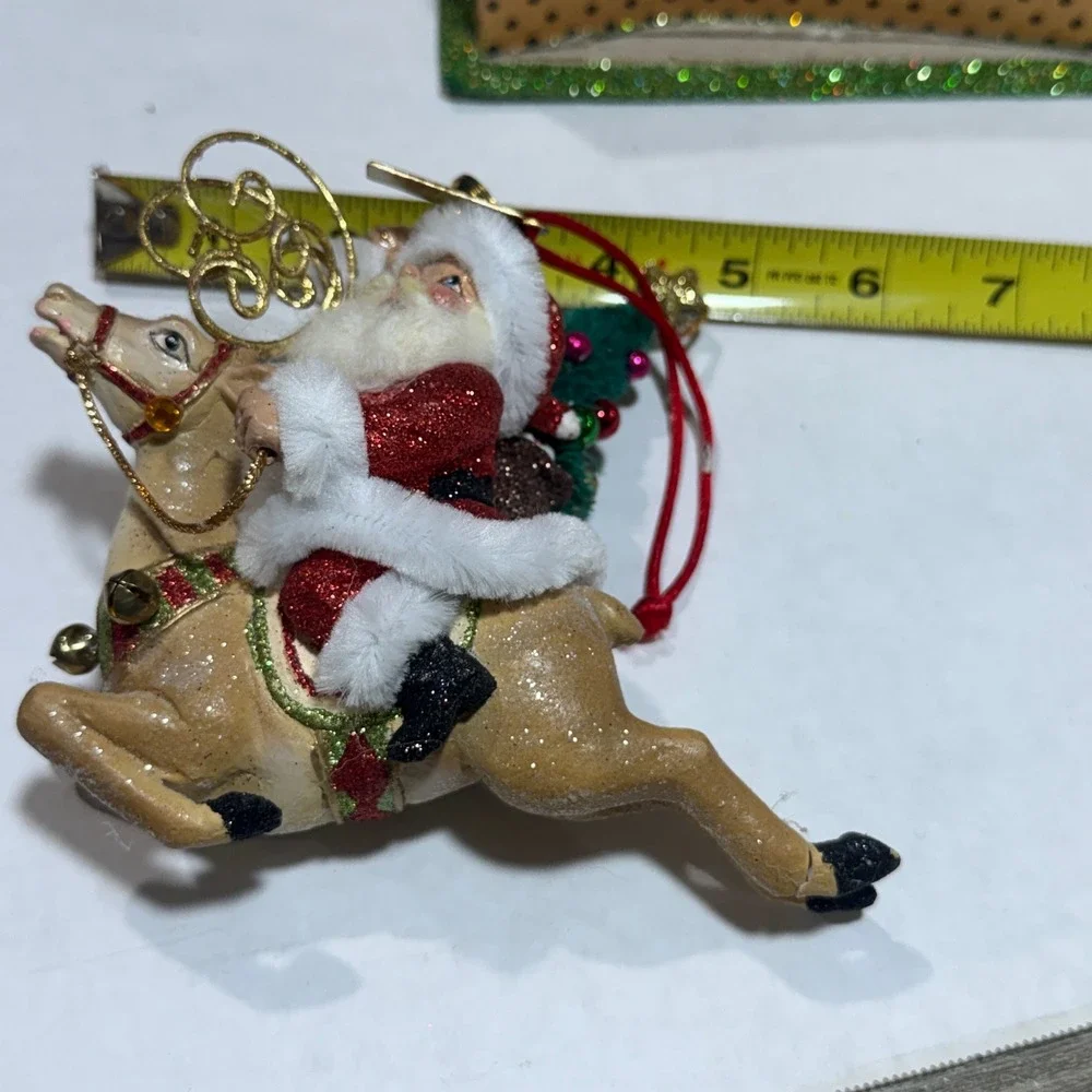Katherine's Collection Santa Riding Reindeer Christmas Ornament wBox 6in FLAW